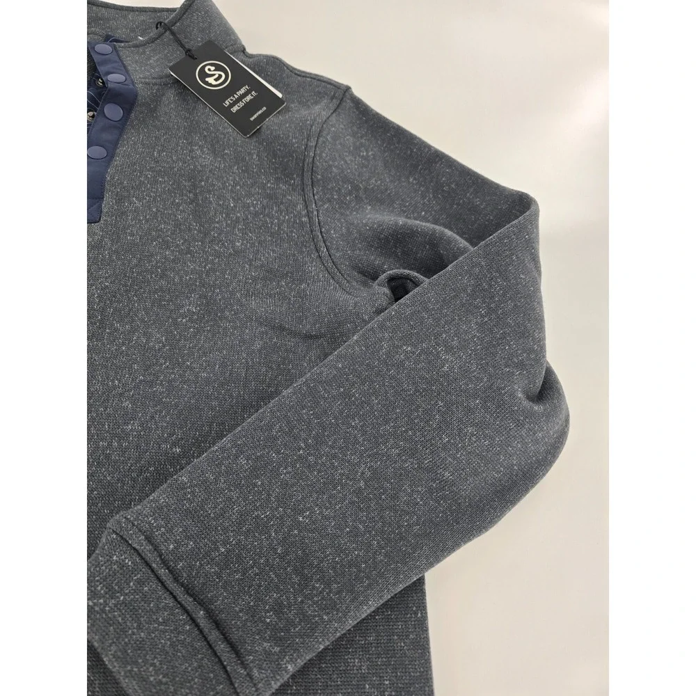 Swannies‎ Golf Wolff Fleece Pullover 1/4 Snap Charcoal Navy Men's Size Medium M